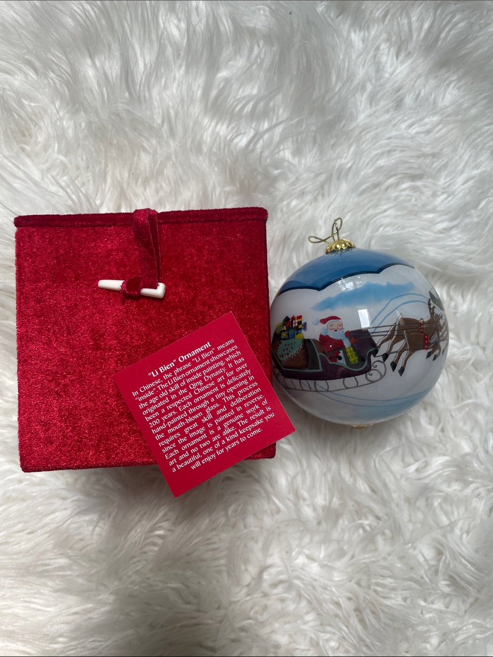 Li Bien Christmas ornament, glass ornament 2010 inside painting with box